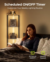 JACKYLED 5-Tier Corner Display Shelves, RGB Led Floor Lamp Corner Storage for Books Perfume Shelf with Light, Remote and App Control Music Sync Scheduled On/Off Tall Curio Cabinet JACKYLED