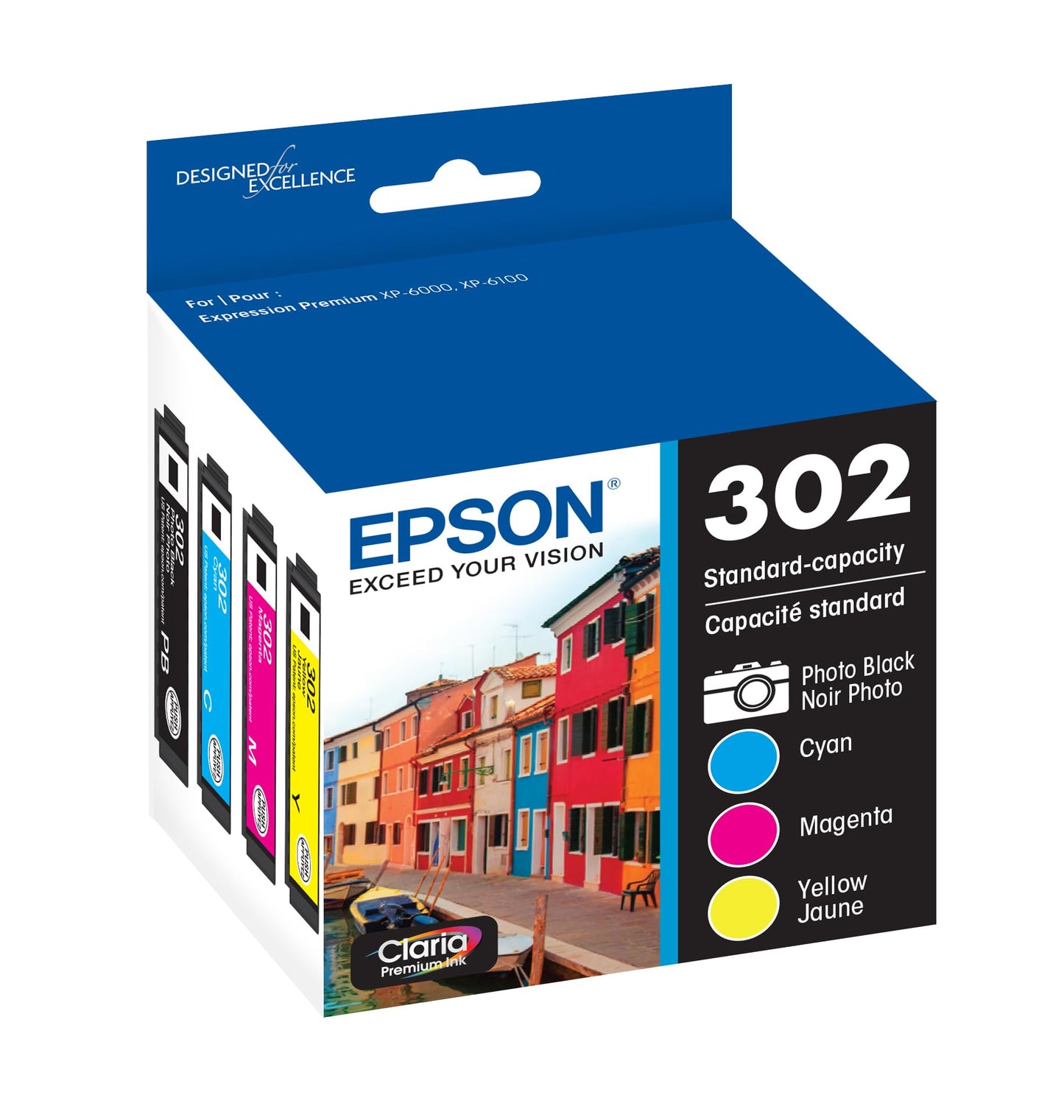 EPSON 302 Claria Premium Ink Standard Capacity Color Combo Pack (T302520-S) Works with Expression Premium XP-6000, XP-6100