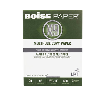 Boise Paper X-9 Multi-Use 3-Hole Punch Copy Paper – 10 Ream (5,000 Sheets) | 8.5" x 11" Letter | 92 Bright White - 20 lb. | OX-9001P-CTN