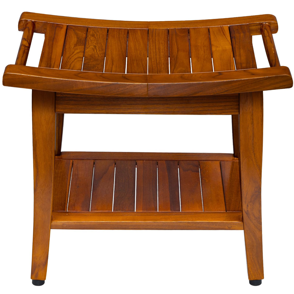TEAKMAMA Teak Shower Bench with Handles 20" Waterproof Bathing Teak Wood Bench Shower Stool with Storage Towel Shelf Bath Stool for Indoor Use Easy Assembly TEAKMAMA