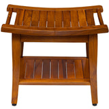TEAKMAMA Teak Shower Bench with Handles 20" Waterproof Bathing Teak Wood Bench Shower Stool with Storage Towel Shelf Bath Stool for Indoor Use Easy Assembly TEAKMAMA
