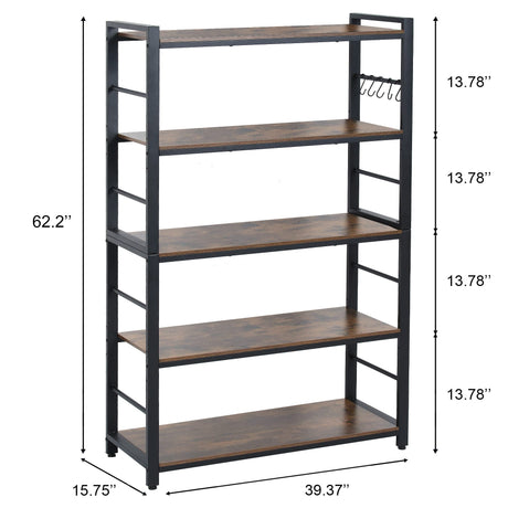 NAIYUFA 5-Tiers Bakers Rack,Microwave Oven Stand with Shelves,5 Tier Utility Storage Shelf with 5 Hooks,Multifunctional Shelf for Kitchen,Bathroom,Livingroom,Storehouse... NAIYUFA