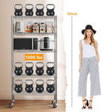YNN Storage Shelves,1750Lbs 5 Tier Heavy Duty Metal Rolling Shelving Unit with Wheels & 8 Hooks, Adjustable Garage Wire Rack for Kitchen, Bathroom,Industrial,Pantry(36" W x 14" D x 72" H, Chrome) YNN