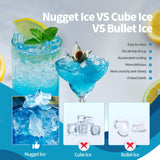 Nugget Countertop Ice Maker with Soft Chewable Pellet Ice, Pebble Portable Ice Machine, 34lbs Per Day, Self-Cleaning, Sonic Ice, One-Click Operation, for Kitchen,Office Stainless Steel Black Antarctic Star