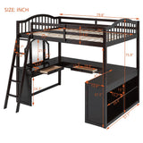 Harper & Bright Designs Full Size Loft Bed with Stairs, Solid Wood Full Loft Bed with 2 Four-Layer Storage Cabinets and Curtain, Full Storage Bed Frame for Kids Teens,White+Blue Harper & Bright Designs