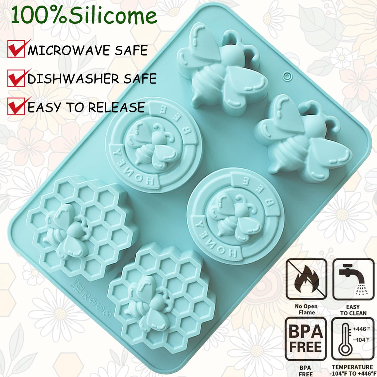 2Pcs Bee Silicone Molds Honeybee Silicone Mold for Making Homemade Soap, Lotion Bar, Jello, Bath Bomb, Beeswax, Candle BZIDII