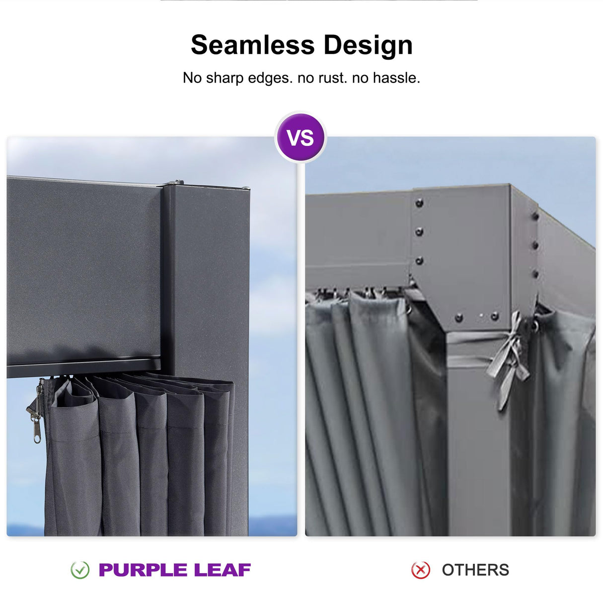 PURPLE LEAF Louvered Pergola 12' x 16' Outdoor Aluminum Modern Gray Pergola with Privacy Curtains and Mesh Netting Adjustable Louvered Roof Durable All-Weather Gazebo PURPLE LEAF