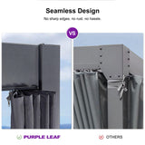 PURPLE LEAF Louvered Pergola 12' x 16' Outdoor Aluminum Modern Gray Pergola with Privacy Curtains and Mesh Netting Adjustable Louvered Roof Durable All-Weather Gazebo PURPLE LEAF