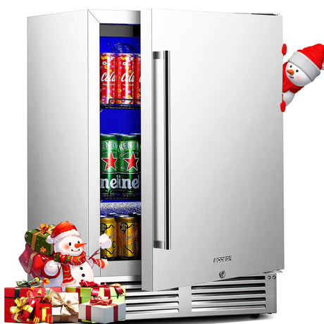 BODEGA 24 Inch Outdoor Fridge For Patio Weatherproof, Stainless Steel Commercial Back Bar Cooler Under Counter & Freestanding, Commercial Beverage Refrigerator Hold 164 Cans For Home & Commercial Use. BODEGA
