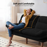 PERLECARE Convertible Futon Sofa Bed, 66" Corduroy Futon Couch with Adjustable Backrest and Armrests, 3-in-1Recliner Sleeper Sofa for Small Spaces, Play Room,Living Room or Office（Black，66 in） PERLECARE