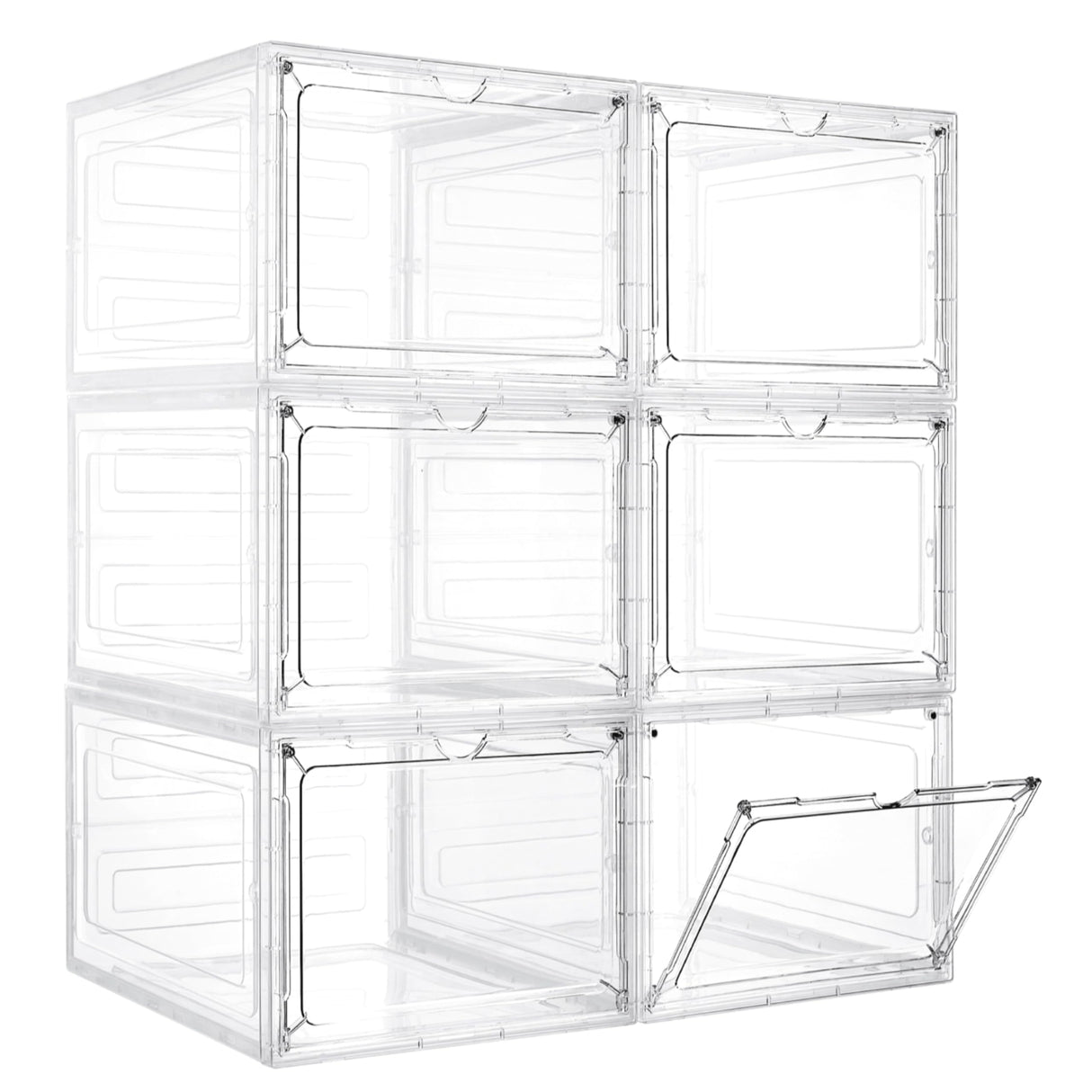 LXLXXL Storage Bins with Lids, 6 Pack Clear Plastic Storage Containers with Magnetic Acrylic Door, 19 Qt Stackable Storage Box for Home,Office Organizing LXLXXL