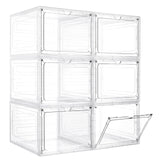 LXLXXL Storage Bins with Lids, 6 Pack Clear Plastic Storage Containers with Magnetic Acrylic Door, 19 Qt Stackable Storage Box for Home,Office Organizing LXLXXL
