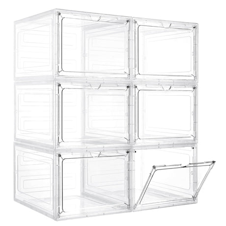 LXLXXL Storage Bins with Lids, 6 Pack Clear Plastic Storage Containers with Magnetic Acrylic Door, 19 Qt Stackable Storage Box for Home,Office Organizing LXLXXL