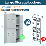 MIIIKO 2 Tier Metal Lockers 3-Wide, 72" x 36" x 16" Storage Locker Units with 6 Compartments, Large Employee Locker with Shelves, Lockable Doors and Hanging Hooks MIIIKO