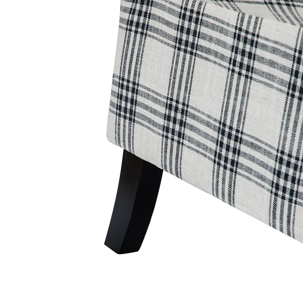 HULALA HOME Upholstered Wingback Recliner Chair, Small Adjustable Footrest Push Back Single Reclining Sofa, Mid Century Modern Lounge Armchair for Living Room, Bedroom, Reading/Plaid Black HULALA HOME