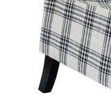 HULALA HOME Upholstered Wingback Recliner Chair, Small Adjustable Footrest Push Back Single Reclining Sofa, Mid Century Modern Lounge Armchair for Living Room, Bedroom, Reading/Plaid Black HULALA HOME