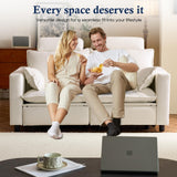 PALLOME Electric Loveseat Recliner, Power Reclining Sofa with USB Ports, Comfy Cloud Couch Chenille for Living Room, Soft Oversized Sofa with Pillows, Headrest for Comfort (Cream) PALLOME