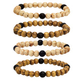 MILAKOO 4Pcs Lava Rock Stone Beads Essential Oil Diffuser Bracelet for Men Women Wood Beads Bracelet MILAKOO