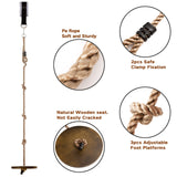 Yangbaga Wooden Round Disc Rope Swing 51”-73” Adjustable Climbing Rope Tree Swing with Hanging Strap Snap Hook and Felt Protectors for Kids Outdoor Brown Yangbaga