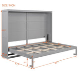 Harper & Bright Designs Queen Size Murphy Bed Wall Bed with LED Lights, Solid Wood Queen Platform Bed, Murphy Chest Bed, Muti-Functional Cabinet Bed for Kids Teens Adult,Gray Harper & Bright Designs