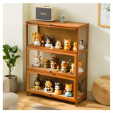 NENAGGE Curio Display Cabinet with Acrylic Doors for Collectibles Small Curio Cabinet 4 Tier 3 Tier Figures Display Case Toys Display Shelves Vitrina Storage Cabinet,Brown,3 Tier_Flip Up Door NENAGGE
