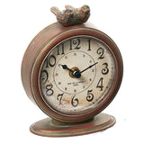 Creative Co-Op Vintage Pewter Mantel Clock with Birds, Distressed Brown Creative Co-Op