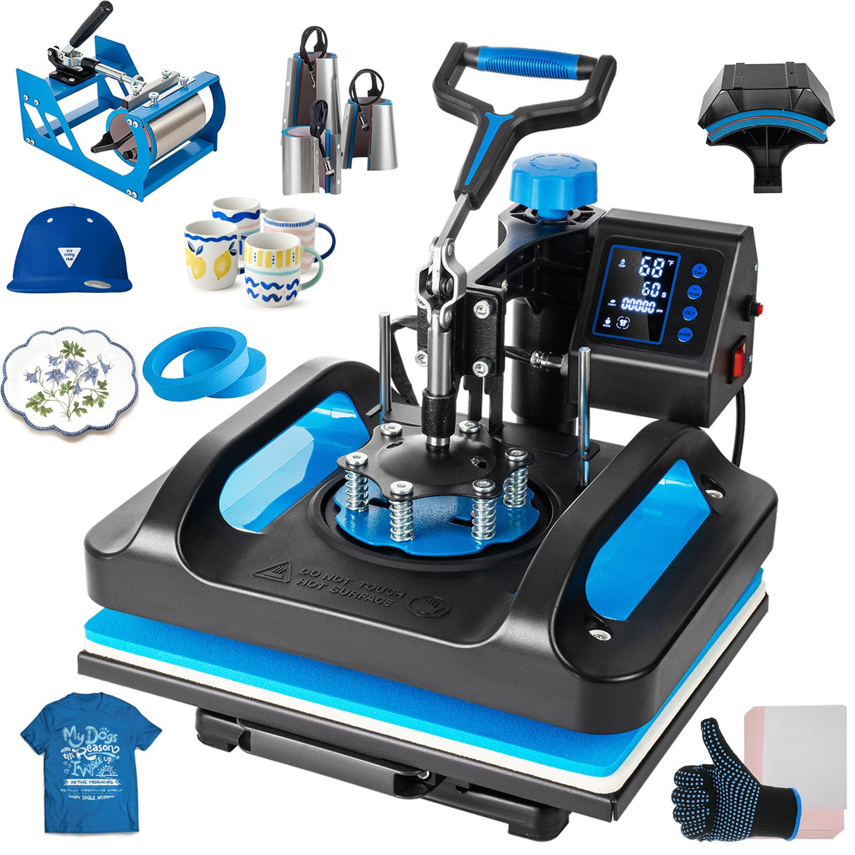 Leomru Heat Press Machine, 8 in 1 Heat Press, 12x15 inch Sublimation T Shirt Pressing Machine, 360-Degree Swing Away Heat Transfer Machine Multifunction Combo for T-Shirt Mugs at Cap Leomru