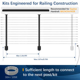 Gyykzz 2Pack One-Stop Side Mount Cable Railing Post Kits 42" (Post Body 47.6"), Complete Set Include 2 Pack Side Mount Line Posts, 105ft Cable, 12 Sets Cable Tensioner, 48 Cable Grommets (No Handrail) Gyykzz