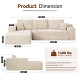 CAODOC 104" Cloud Sectional Couch with Comfy Chaise, Boneless L Shape Sofa with Deep Seat, Minimalist Modular Couches Sleeper for Living Room Bedroom Apartment Lounge,Beige CAODOC