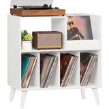 LELELINKY Large Record Player Stand, Turntable Stand with Storage, Vinyl Record Holder with Display Area, Record Player Table Holds Up to 300 Albums, Record Stand for Music room Living Room-White LELELINKY