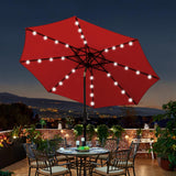 Blissun 9 ft Solar Umbrella, 32 LED Lighted Patio Umbrella, Table Market Umbrella, Outdoor Umbrella for Garden, Deck, Backyard, Pool and Beach (Red) Blissun