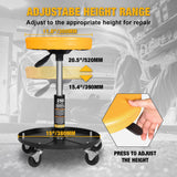 YELLOW JACKET Rolling Mechanic Stool with Wheels Pneumatic Garage Shop Seat Adjustable Height Roller Mechanics Creeper Chair with Tool Tray for Auto Repair YELLOW JACKET
