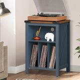 Joaxswe Record Player Stand with Vinyl Record Storage,Navy Blue Record Player Table Holds up to 160 Albums,Large Wood Turntable Stand Cabinet Dispaly Shelf for Living Room,Bedroom,Office Joaxswe