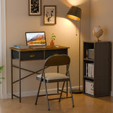 DAOUTIME Small Writing Desk for Kids Bedroom, 31.5 Inch Computer Desk for Small Spaces, Simple Desk with 2 Fabric Drawers for Home Office, Dorm, Living Room, Home Study Table, Rustic Brown DAOUTIME