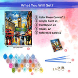 JUJUHOOD Big Ben Paint by Numbers Kit for Adults,London City Street Adult Paint by Number Kits,DIY Acrylic Paint by Number on Canvas for Home Wall Decor 16X20 Inch JUJUHOOD