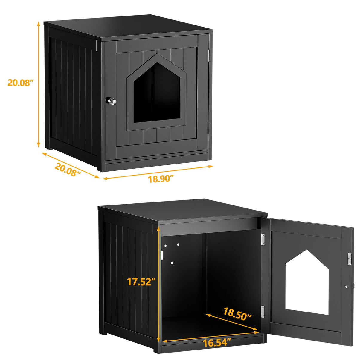 ZENY Cat Litter Box Furniture Hidden, Enclosed Cat Litter Box with Vent Holes, Indoor Cat Box Cabinet, Wooden Cat Washroom, End Table, Nightstand (Black) ZENY