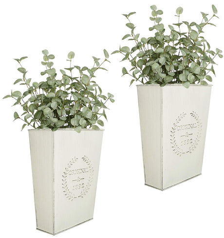 LESEN Set of 2 Farmhouse Metal Wall Planter,Rustic Wall Decor Country Hanging Wall Vase Box for Plants Flower Home Decoration LESEN