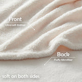 NEWCOSPLAY Knitted Ivory Blanket Super Soft Plush Throw for Couch Fuzzy Fluffy Microfiber Lightweight Blanket for Bed Sofa All Season Use (Ivory, Throw(50"x60")) NEWCOSPLAY