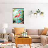 HEIBAGO Flamingo Diamond Art Kits for Adults, 5D Full Drill Round Bird Painting Gems with Beach Diamond Painting, Diamond Dots Perfect for Home Wall Decor 12x16inch HEIBAGO