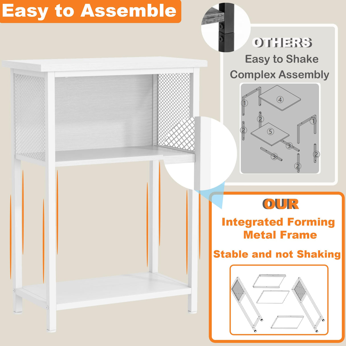 BSONE 5-10 Gallon Fish Tank Stand, Small Aquarium Stand Shelf, 0.71" Thickened Tabletop, 20.5" Wx11 Dx31 H, White BSONE