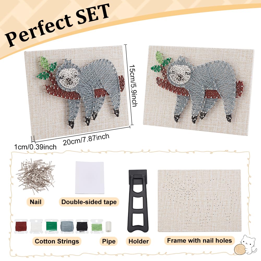 WEBEEDY DIY String Art Kit for Adults Beginners, Cute Sloth Animal Nail String Craft Kit, Include All Necessary Accessories and Frame for Christmas Mother's Day Valentine's Day Home Wall Decor Gift WEBEEDY