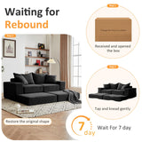 Modular Sectional Loveseat Cloud Sofa, Boneless Couch with Non Slip Base, Modern Sleeper Sofa for Customizable Living Spaces, Cozy Modular Couch with L-Shape Chaise, Deep Seat & No Assembly, Black CozyMine