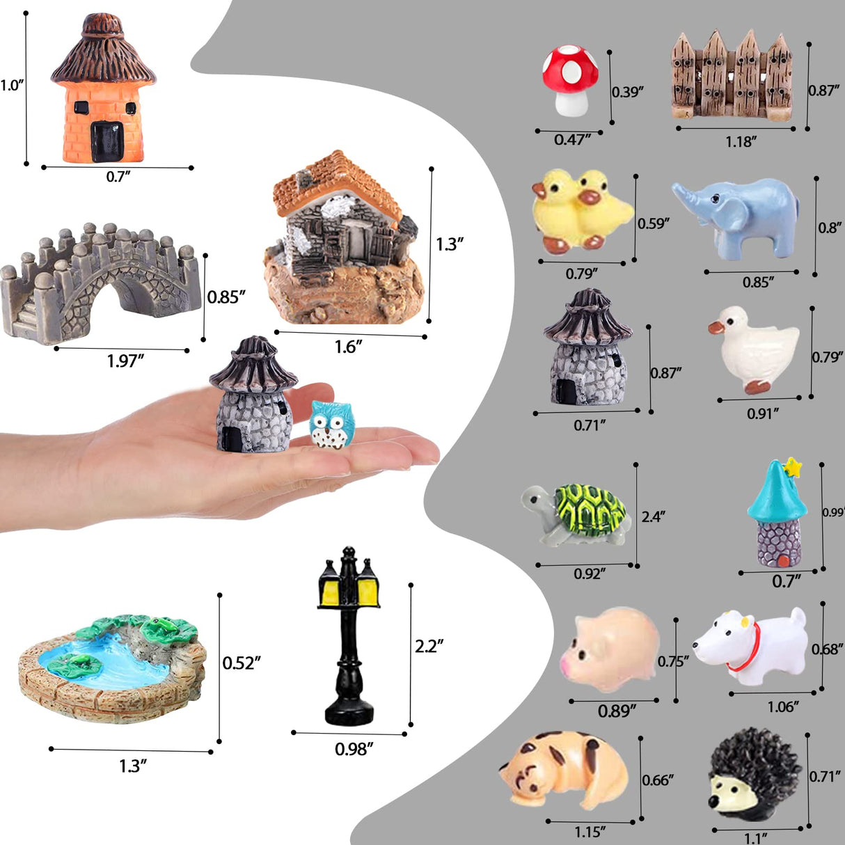 162 Pcs Miniature Fairy Garden Accessories, Fairy Garden Kit, Including Animals, Mini Houses, Miniature Figurines, Micro Landscape Ornaments for Dollhouse Bonsai Terrarium Decor, Garden DIY Kit CHAKANLX