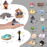 162 Pcs Miniature Fairy Garden Accessories, Fairy Garden Kit, Including Animals, Mini Houses, Miniature Figurines, Micro Landscape Ornaments for Dollhouse Bonsai Terrarium Decor, Garden DIY Kit CHAKANLX