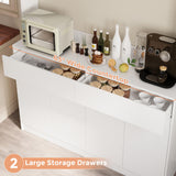 71" Kitchen Pantry Cabinet, Kitchen Hutch with Microwave Stand, Buffet Cabinet with Large Storage Drawers for Dining Room (White) Bobve