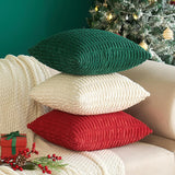 MIULEE Pack of 2 Corduroy Decorative Throw Pillow Covers 18x18 Inch Soft Boho Striped Pillow Covers Spring Modern Farmhouse Home Decor for Sofa Living Room Couch Bed Cream White MIULEE