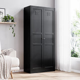 Yizosh Metal Storage Cabinet with 2 Doors and 5 Adjustable Shelves - 71" Black Kitchen Pantry Storage Cabinet, 5-Tier Tall Steel Cabinet Locker for Kitchen, Living Room, Dining Room Yizosh