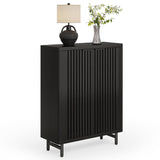 LITTLE TREE 6-Tier Shoe Cabinet with Doors for Up to 24 Pairs, Large Wooden Shoe Storage Cabinet with Adjustable Shelves, Black Freestanding Shoe Organizer Cabinet for Entryway, Hallway LITTLE TREE