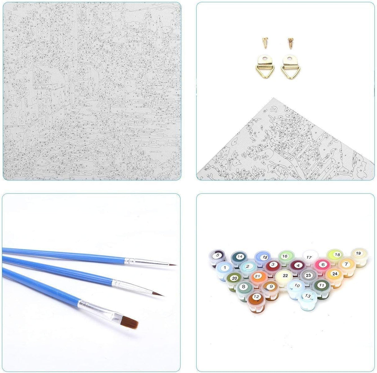 OfFsum Paint by Numbers for Adults Kids Beginner Unicorn Planet 6 DIY Acrylic Painting by Numbers Kits with Brushes Acrylic Pigment Home Decoration Brithday Gifts 16 x 20 inch OfFsum