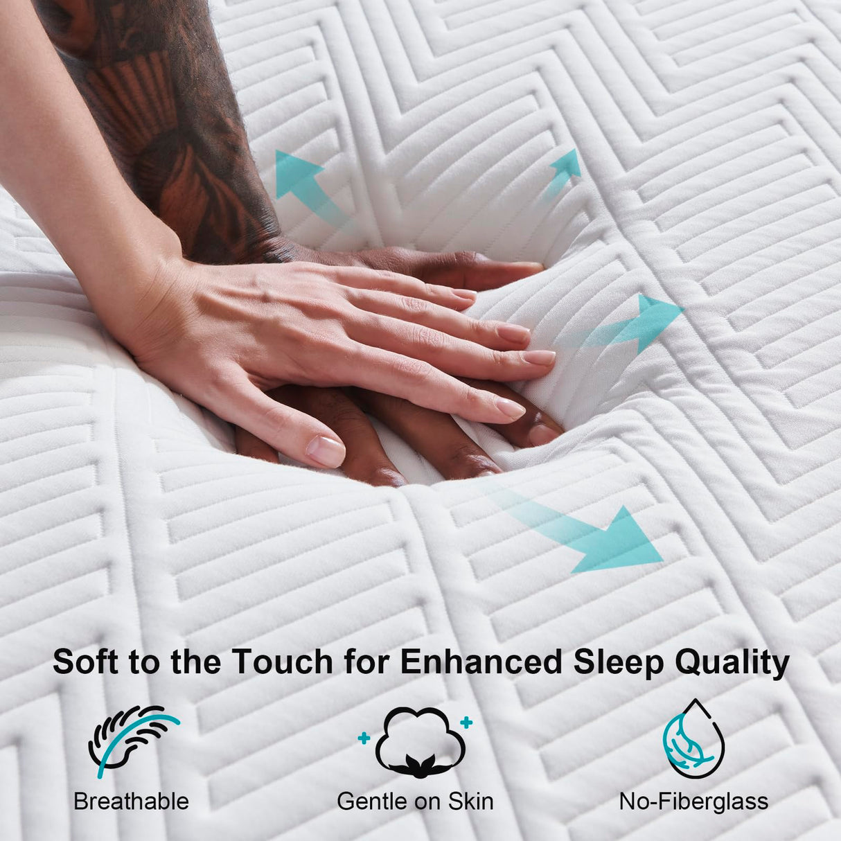 Twolike Queen Mattress 10 inch No Fiberglass Gel Memory Foam Queen Size Mattress in a Box of Foams and Fabric for Cooling Pressure Relief Sleep, 80" X 60" X 10", Medium, Firm Twolike